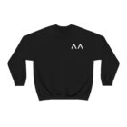 Front view of a black sweatshirt with stylized "AA" over the left breast denoting sickle cell trait status.